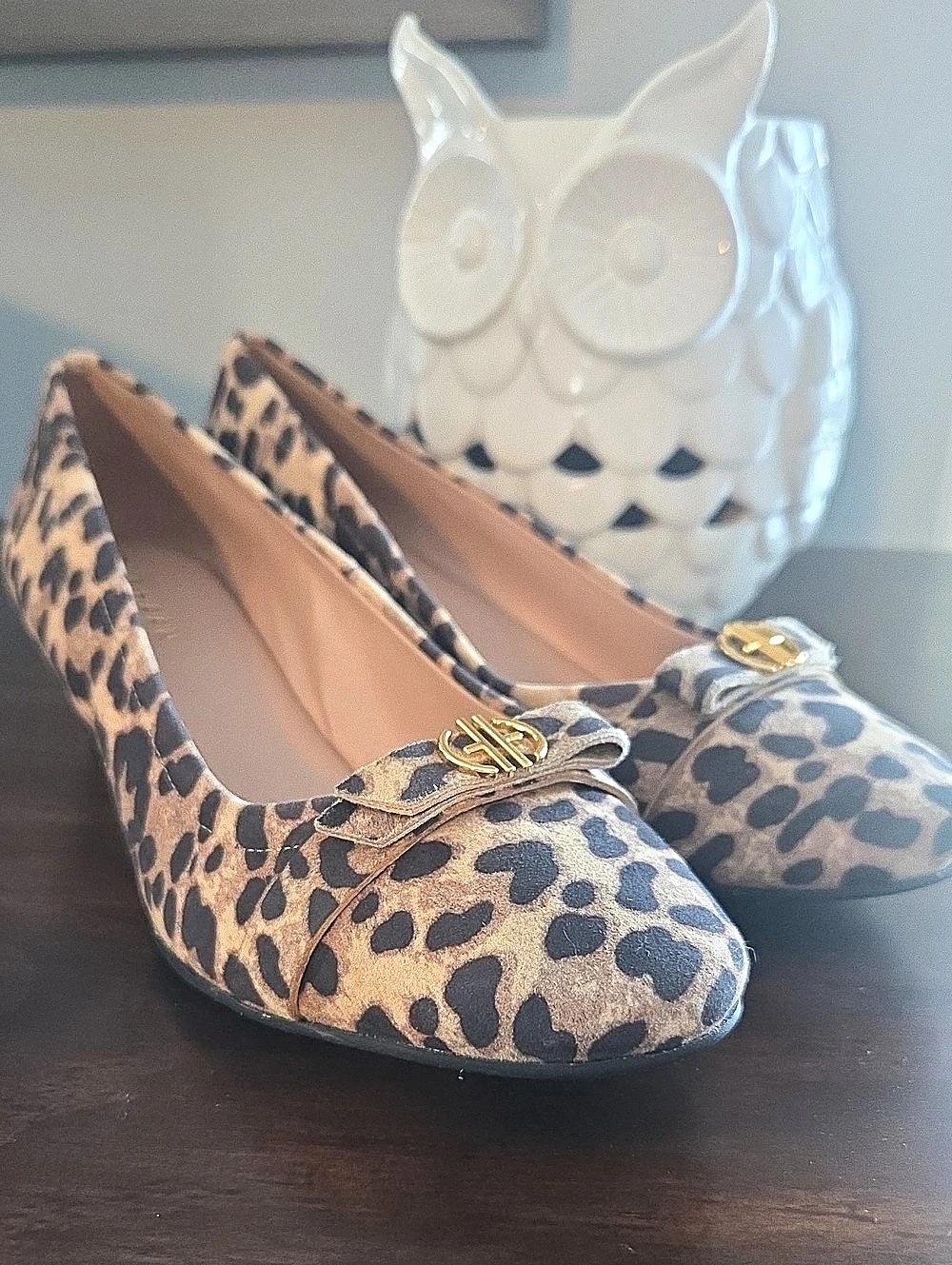 Cole Haan Leopard Print Bow Wedge Pumps